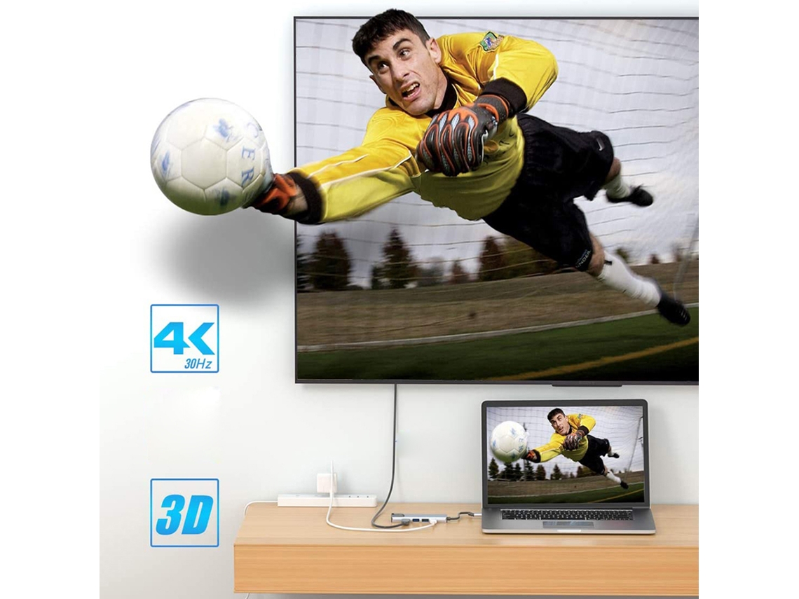 Estación De Acoplamiento Usb-c 5 En 1 Con Puertos Hdmi, 4k A 30 Hz, Usb 3.0, Rj45 Y Pd, 87 W Para Portátiles, Tabletas Y Smartphones.