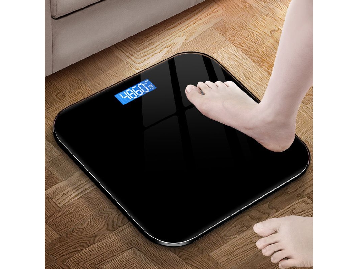 Báscula Inteligente - Mediciones Precisas, Duradera, Báscula De Peso Y Grasa, Báscula De Baño Digital, Recargable - Negro Puro