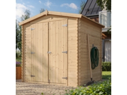 Timbela M343c1+m343g Caseta De Jardín Exterior De Madera 3,53 M², Cobertizo De Jardín Exterior Para Bicicletas Y Herramientas Y Suelo Impregnado