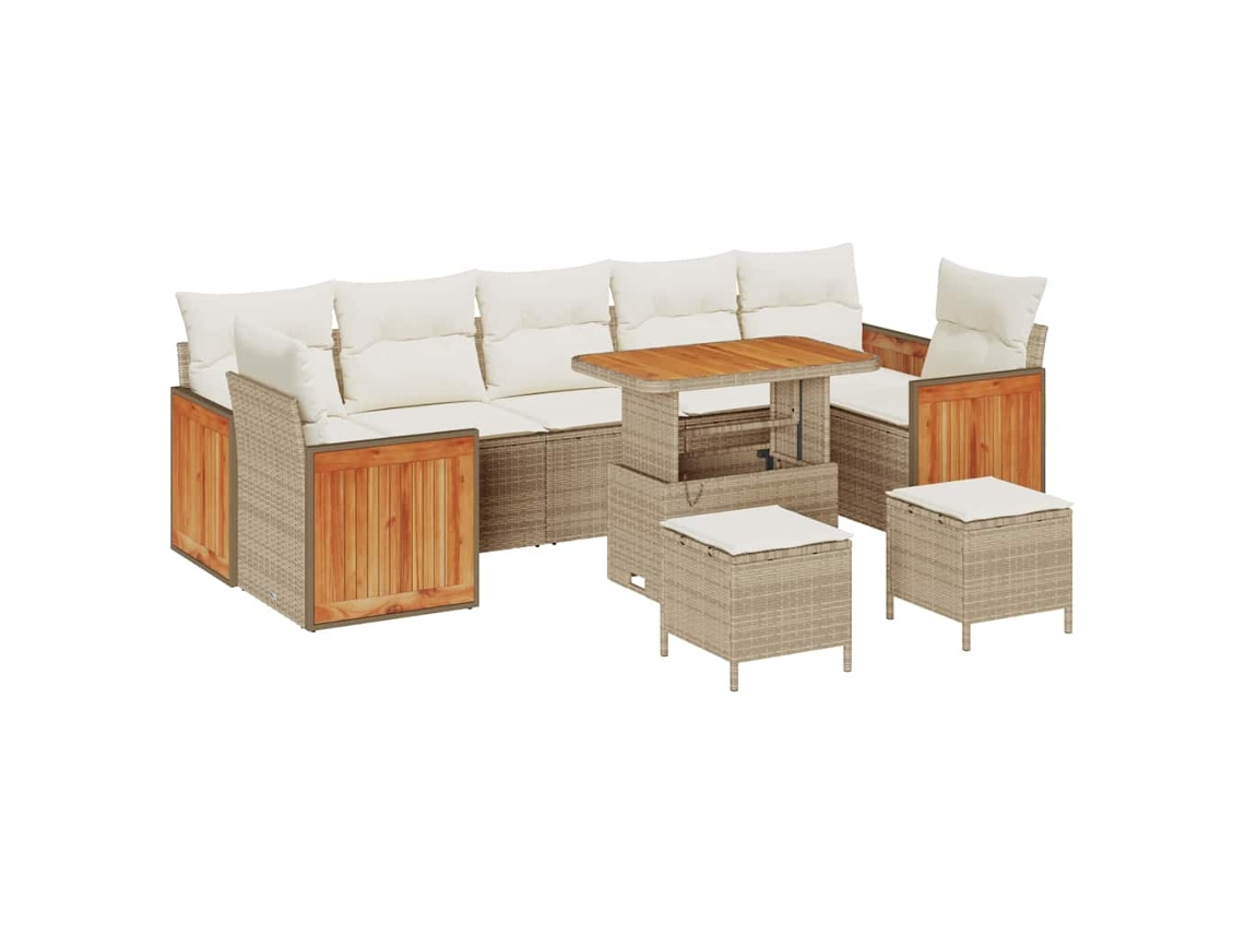 Maison Exclusive - Conjunto De Sofás De Jardín Con Cojín 13 Pcs Beige Y Crema