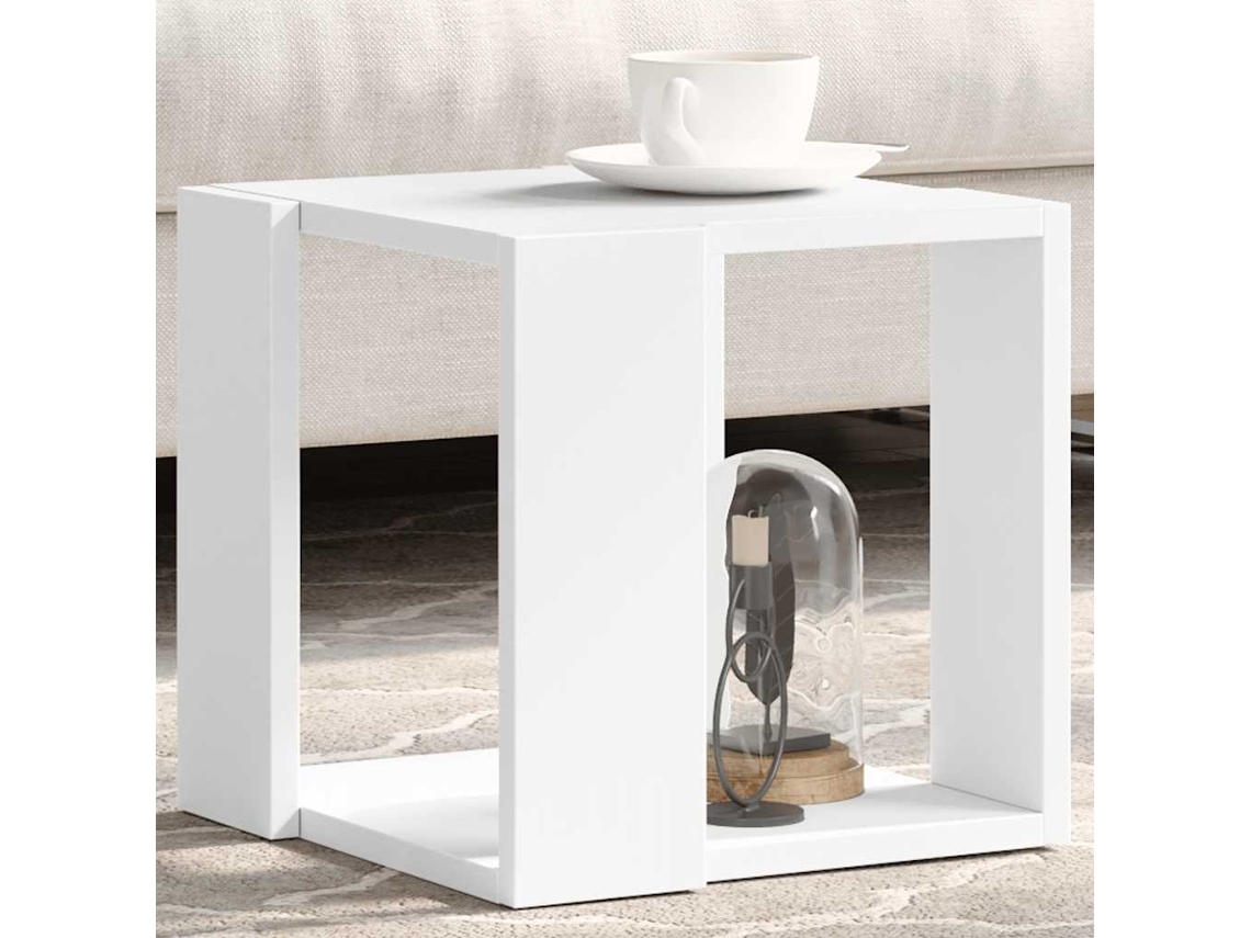 Mesa de centro de 32x32x30 cm, fabricada en madera sintética blanca, HARLANV1