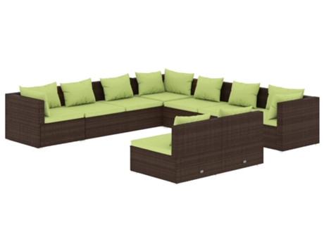 Conjunto 9 muebles de jardín VIDAXL y cojines ratán sintético marrón