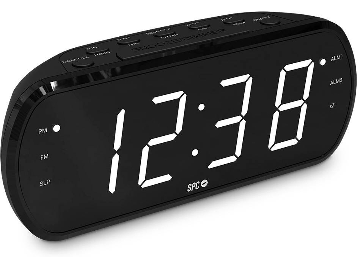 Rádio Despertador SPC Frodi View 1.8'' (Preto- Digital - Alarme Duplo - Função Snooze - Pilhas)