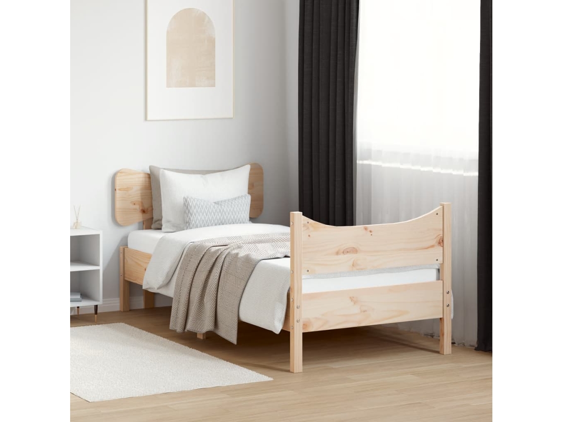 Estructura De Cama Sin Colchón Madera Maciza Pino 75x190 Cm