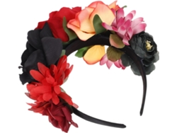 Diadema Halloween Mujer Avec Fleur Rosa Coiffe De Fête Accessoire Cabello Déguisement