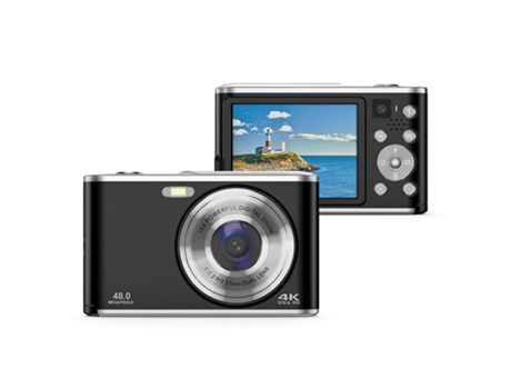 Cámara Digital Compacta Dc306 4K UHD 48Mp con Enfoque Automático Zoom 16X Pantalla de 2,8 Pulgadas para Niños Negra TURMIN