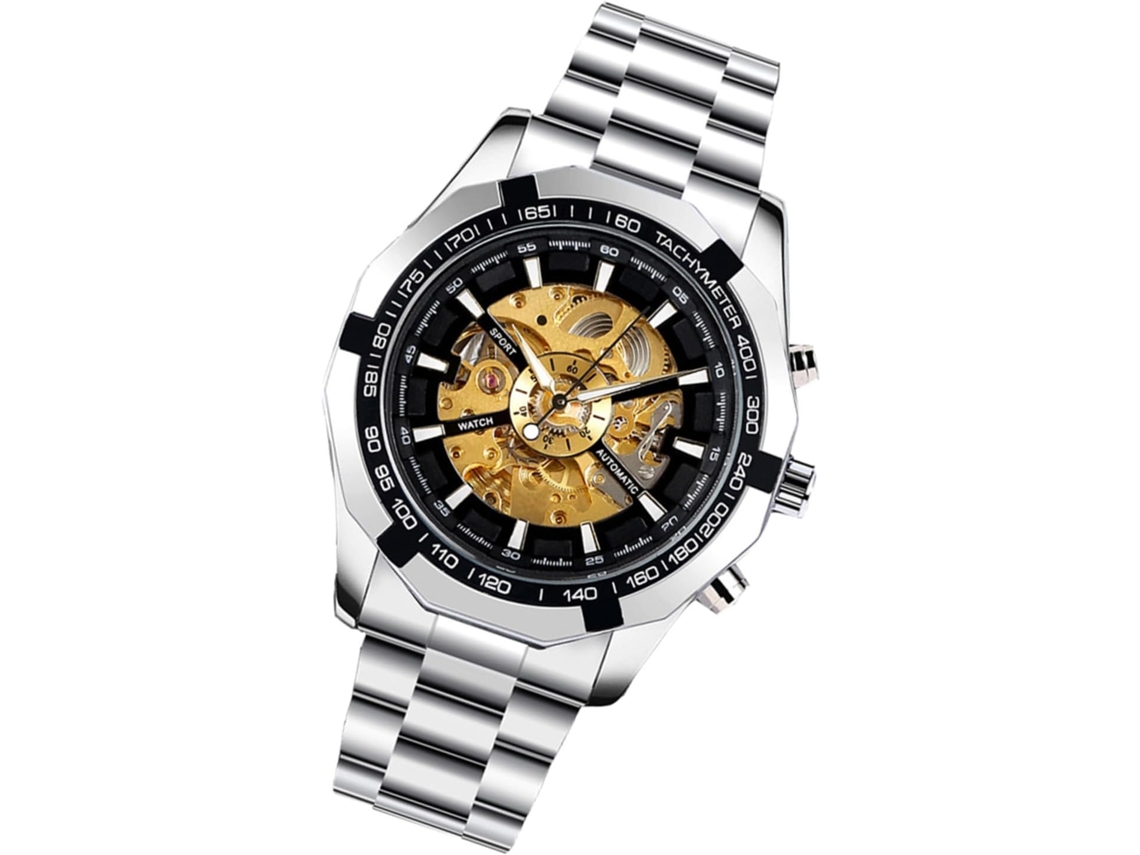 Reloj Mecánico Automático Esqueleto Para Hombre En Aleación De Zinc, Sin Batería, Elegante Y
