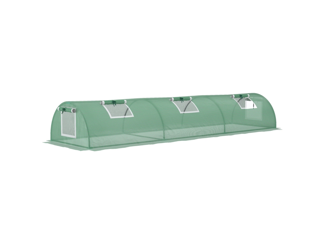 Mini Invernadero Túnel De 300x80x45 Cm Con Película De Pe Resistente A Los Rayos Uv Y Ventana De Malla En Color Verde Para El Cultivo De Plantas.