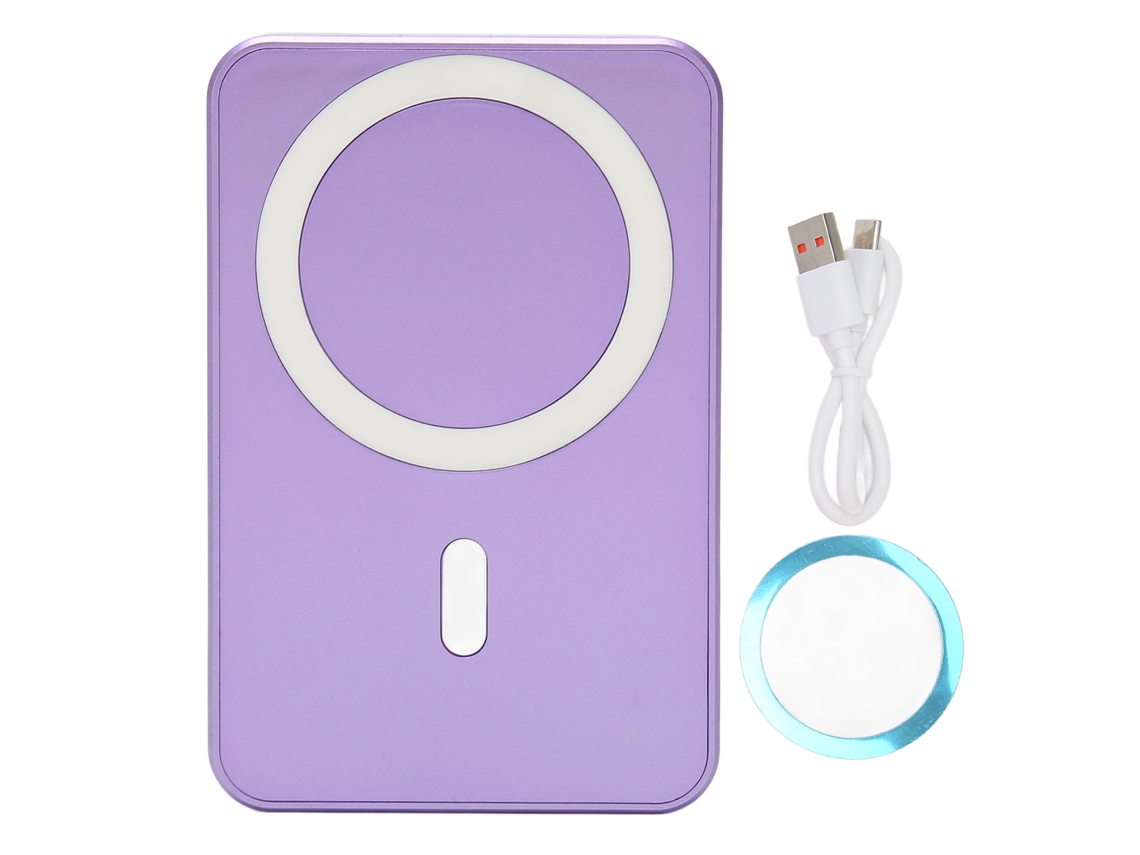 Power Bank Inalámbrico Magnético 10000 Mah Con Soporte Plegable, Carga Rápida 22,5 W, Para Iphone 14 13 12 Morado