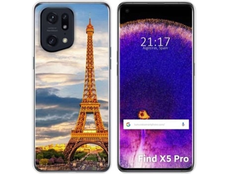 Carcasa para Oppo Find X5 Pro 5G TUMUNDOSMARTPHONE Dibujos Paris Multicolor