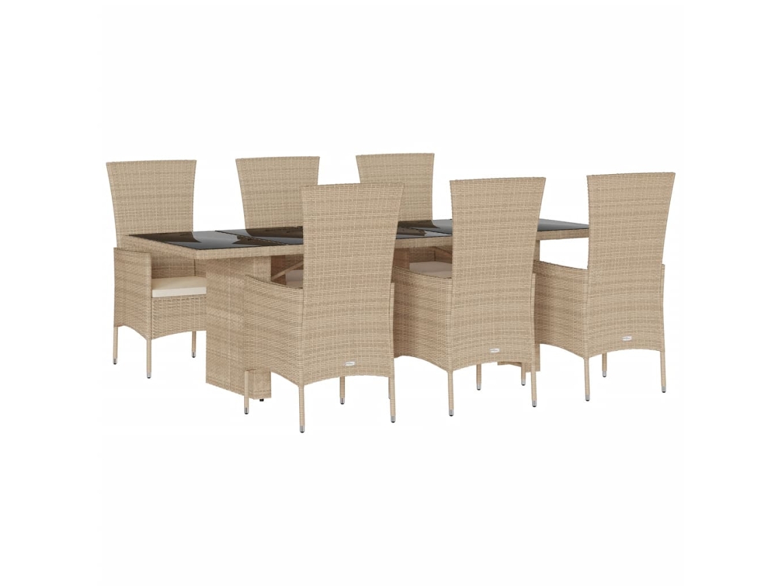Maison Exclusive - Set Comedor De Jardín 7 Pzas Con Cojines Ratán Sintético Beige