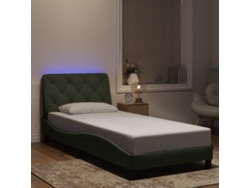 Estructura Cama Con Luces Led Terciopelo Gris Claro 90x190 Cm