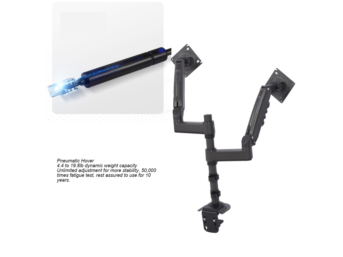Soporte de pantalla dual ajustable para pantallas de 17 a 27 pulgadas