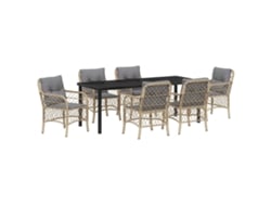 Maison Exclusive - Conjunto De Comedor De Jardín 7 Pcs Beige Ratán Sintético