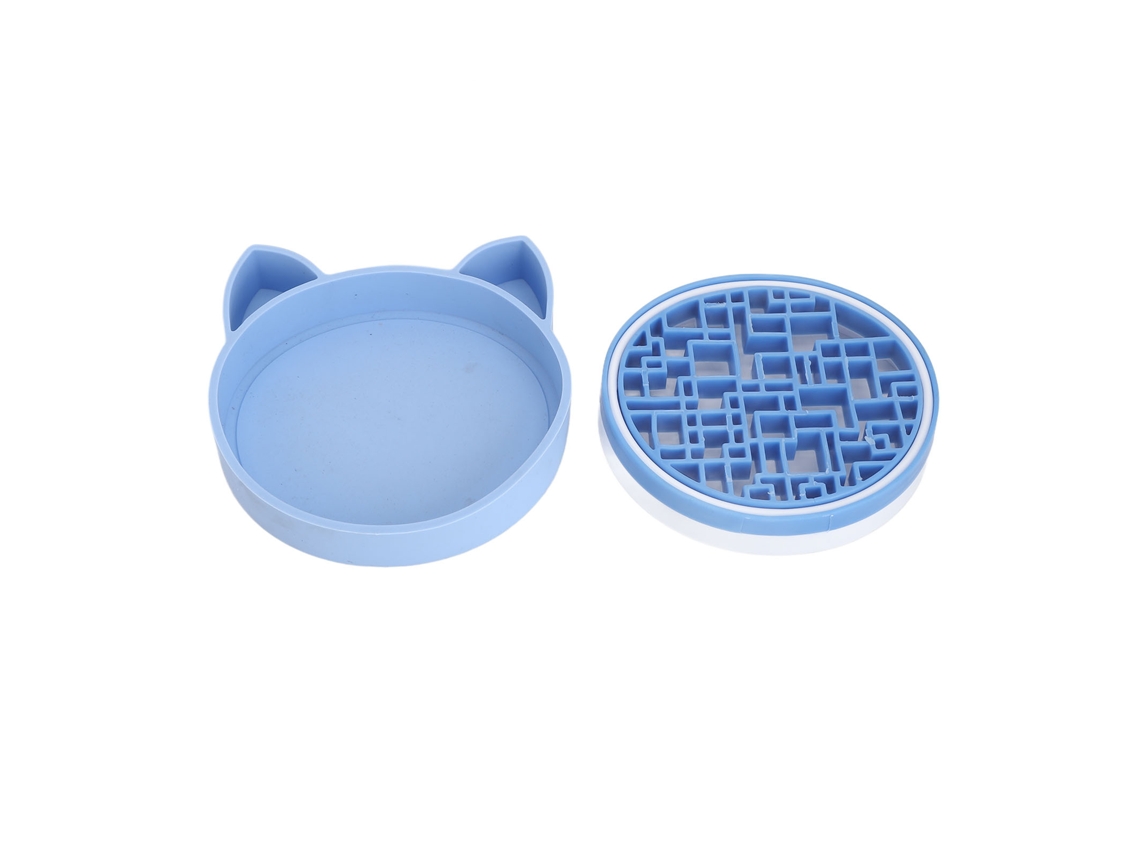 Alfombrilla Limpiadora De Brochas De Maquillaje 2 En 1 De Silicona Con Forma De Linda Cabeza De Gato, Portátil, Azul.