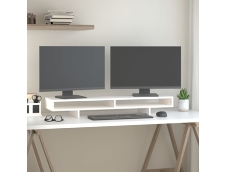 vidaXL Soporte para monitor madera maciza de pino blanco 100x27x14 cm