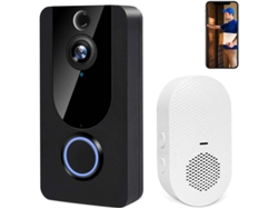 Timbre con cámara y video Bestvite, HD 1080p, Wi-Fi, detección de movimiento, audio bidireccional, gran angular de 166°, visión nocturna, resistencia al agua IP65, color negro