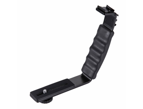 Fotografía Video Flash Camera Grip L-Shape Bracket Holder con 2 Side Hot Shoe Mounts para Video Light Flash DSLR Holder negro