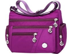 Bolsa De Ombro Impermeável De Nylon Multicamadas Roxa, Lavável E Ecológica.