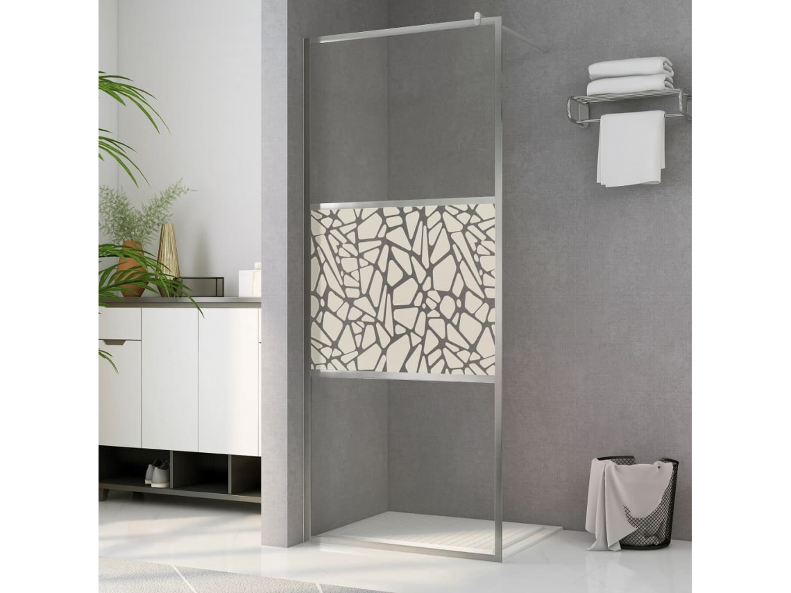 Mampara De Ducha Accesible Vidrio Esg Diseño Piedras 115x195 Cm