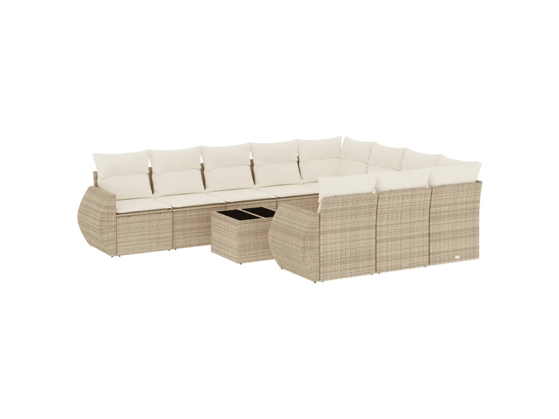 Maison Exclusive - Set De Sofás De Jardín 11pzas Con Cojines Ratán Sintético Beige