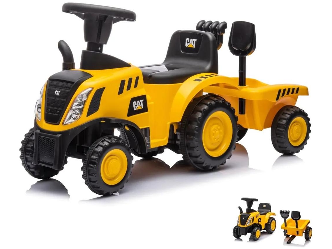 Tractor Para Niños - Cat - Con Remolque - 1 A 3 Años - Amarillo