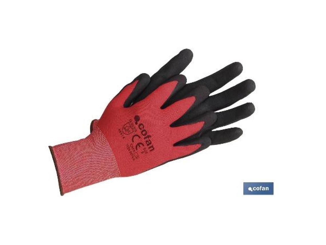 Guante impregnado sandy coated rojo/negro talla 10   caja 12 unid.
