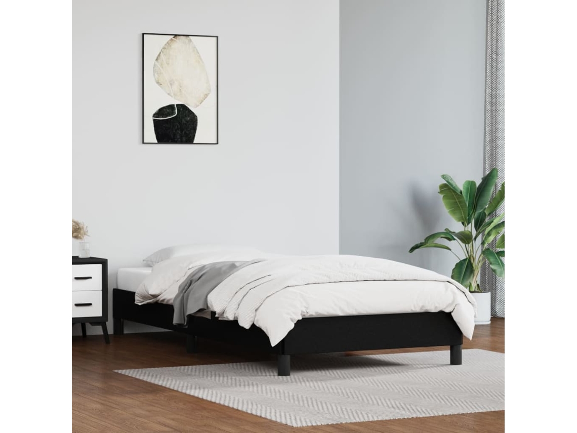 Cama con Plataforma de Polipiel Negra (80x200 cm)
