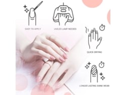 Kit Iniciante De Esmalte Em Gel 3 Cores + Base + Top Coat + Lâmpada Uv Led E Acessórios Manicure