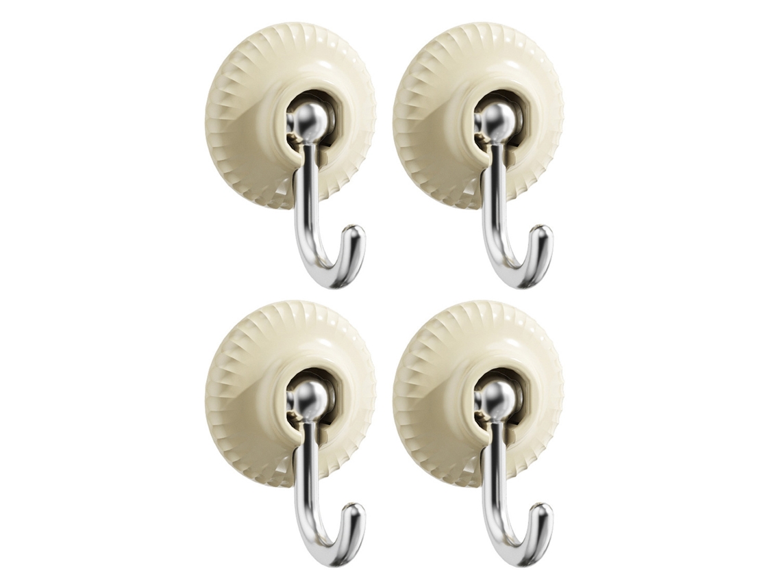 4 ganchos adhesivos redondos sin agujeros, para chalecos de baño, resistentes, de alta carga, blancos.