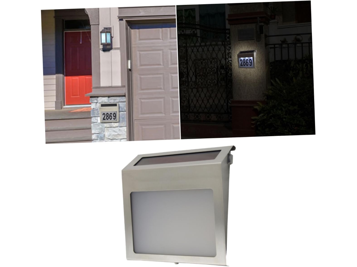 Números De Casa De Acero Inoxidable Con Iluminación Solar Y Panel Led De Energía