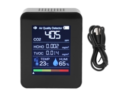 Detector De Calidad Del Aire 5 En 1 Portátil Para Interior Con Co2 Hcho Tvoc Temperaturay Humedad Para Hogar Coche Oficina
