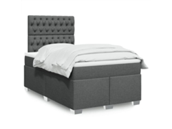 Cama Box Spring Con Colchón Tela Gris Oscuro 120x200 Cm