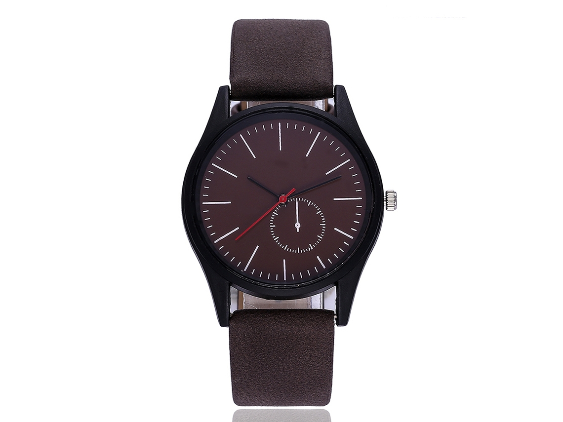 Reloj De Pareja Vansvar Cuero Genuino Correa De Acero Quartzo Café Oscuro