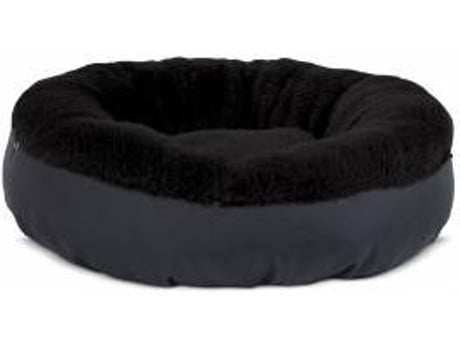 Cama Redonda para Perros y Gatos GAUTY Tela Impermeable y pelo (Negro y Gris - 57 cm)
