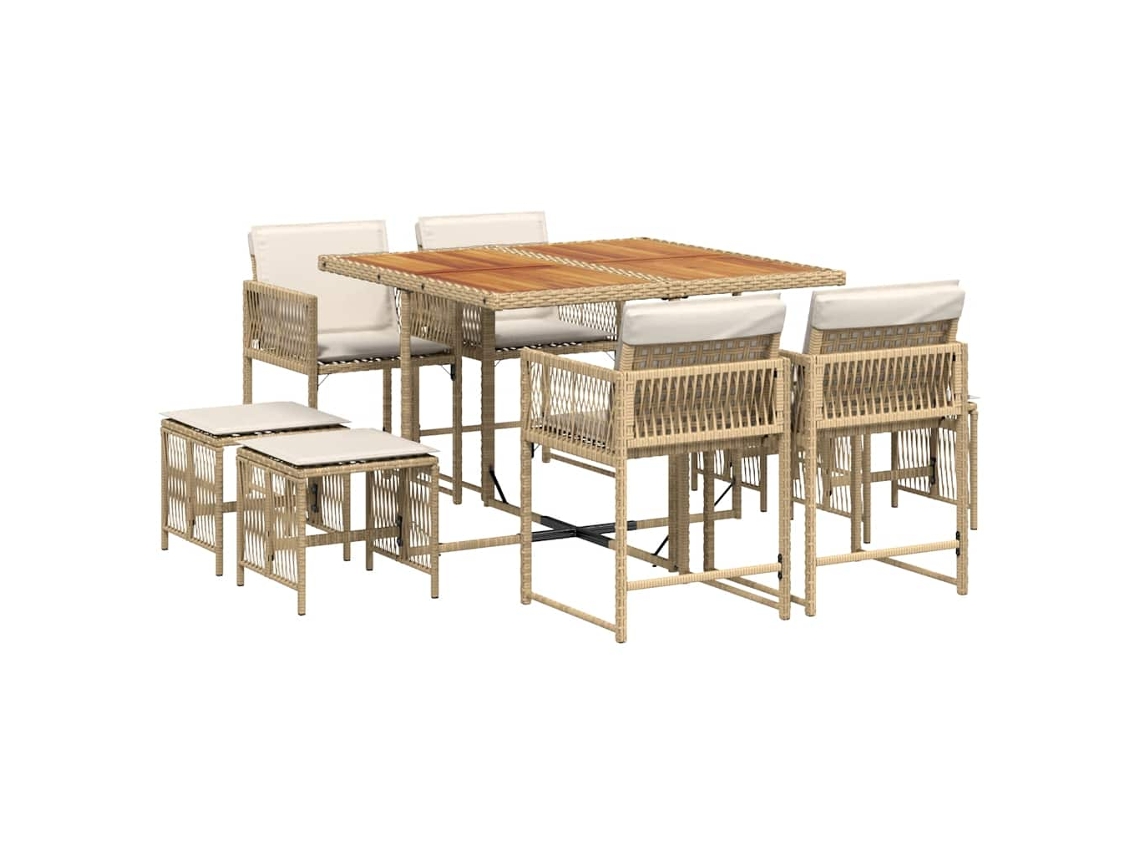 Maison Exclusive - Set Comedor De Jardín 9 Pzas Con Cojines Ratán Sintético Beige