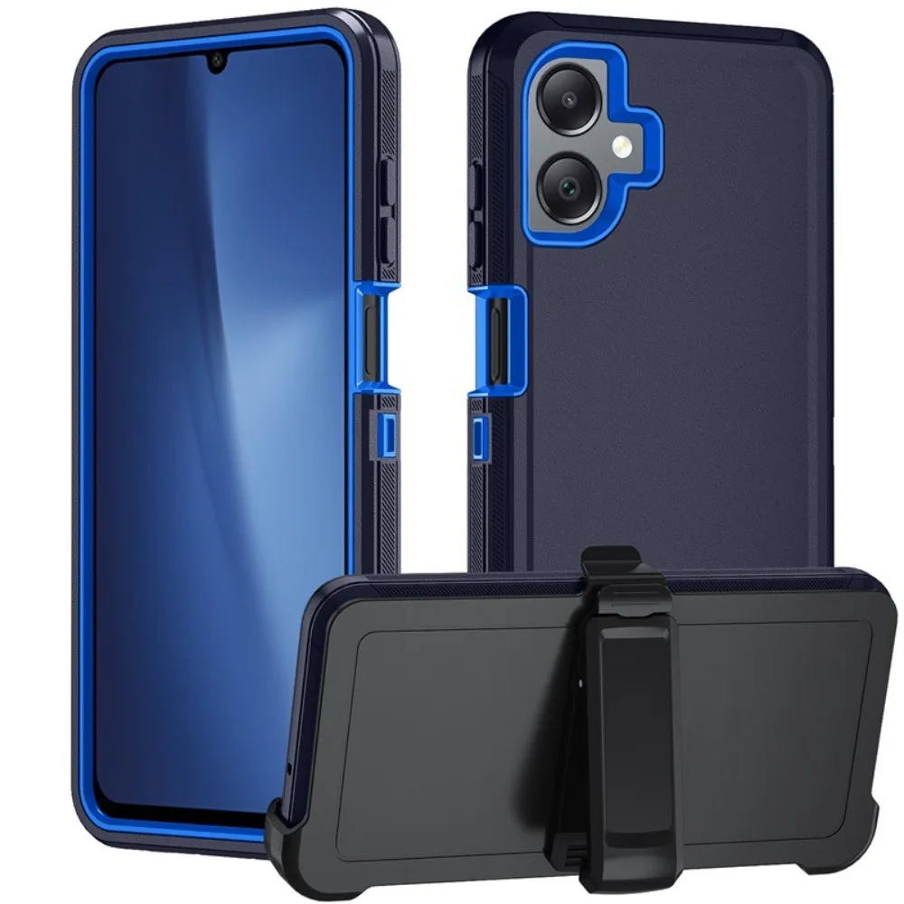 (azul, Galaxy A04) Funda Para Teléfono Samsung De Triple Capa, Resistente A Los Golpes, Fabricada Con Material Híbrido Y Con Clip.