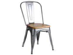 DUDECOR Silla Leeds De Madera Natural Gris Metalizado