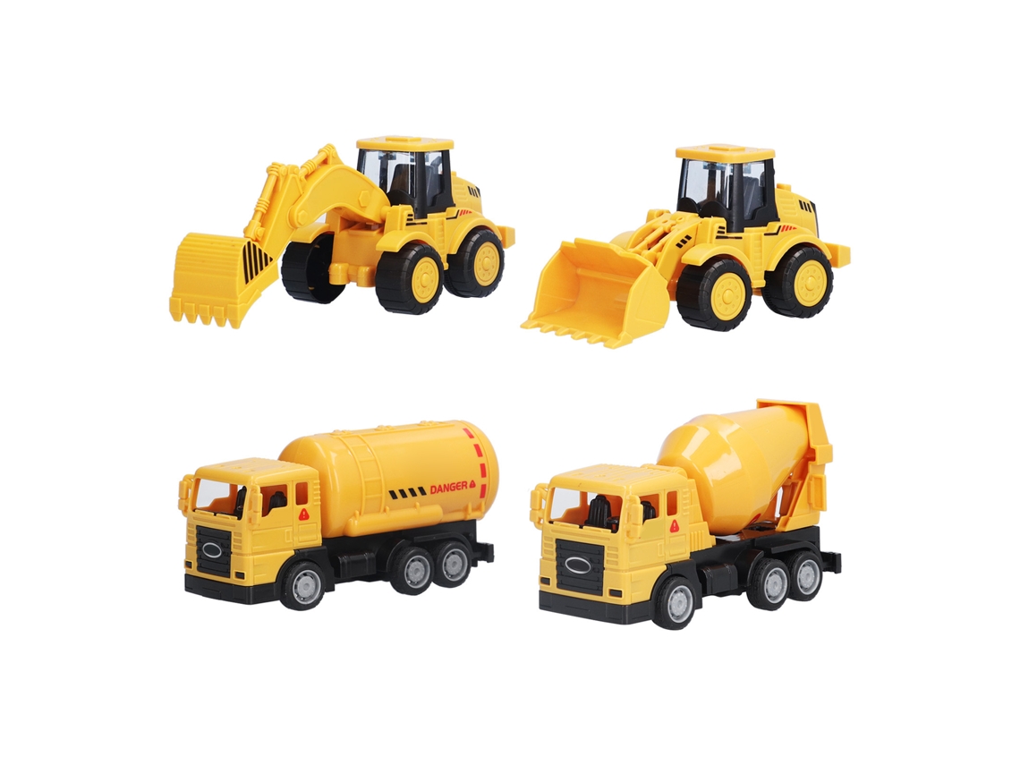 -4 Piezas Modelos De Vehículos De Construcción Mini Plásticos Juguetes Clásicos Para Niños Y Bebés Niños
