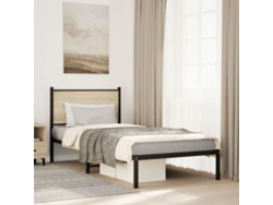 Estructura De Cama Sin Colchón Metal Roble Sonoma 90x190 Cm