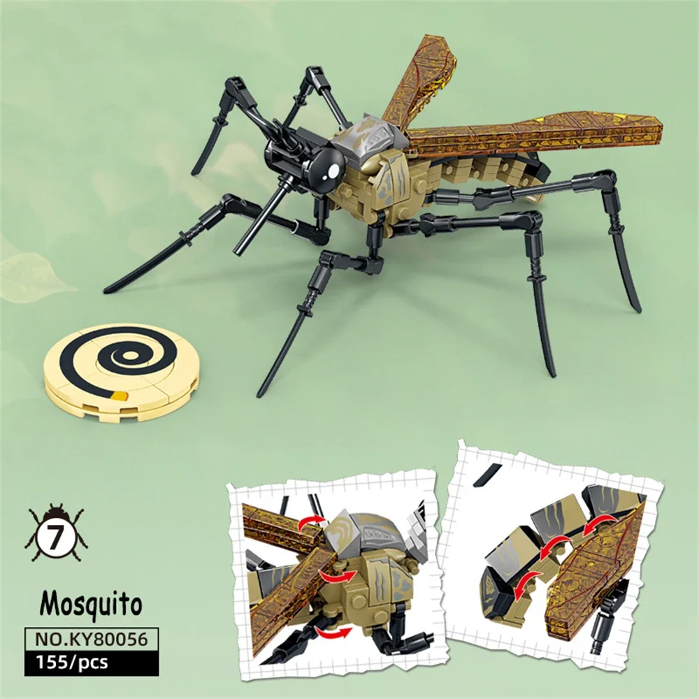Juego De Bloques De Construcción De Insectos, Adecuado Para Niños, Exquisito Modelo Coleccionable.