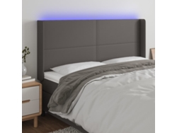 Cabecero Con Led Cuero Sintético Gris 163x16x118/128cm