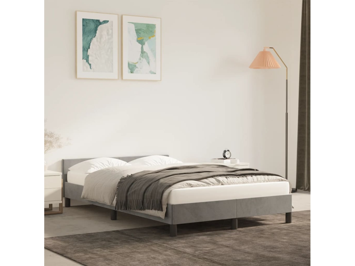 Estructura De Cama Sin Colchón Terciopelo Gris Claro 120x190 Cm