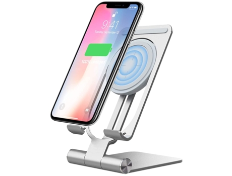 Cargador Sem Qi Fast Wireless Charging Stand Altura para iPhone 13 Pro/12 Pro/13 Pro Max/13/12 YIZHOOD Plateado
