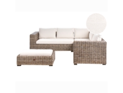 Conjunto de Ratán de Exterior con Reposapiés Beliani Rinella en Ratán Gris 280x260x85