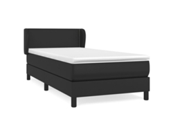 Cama con Colchón de Muelles y Cabecero Piel Sintética Negro (100x200 cm)