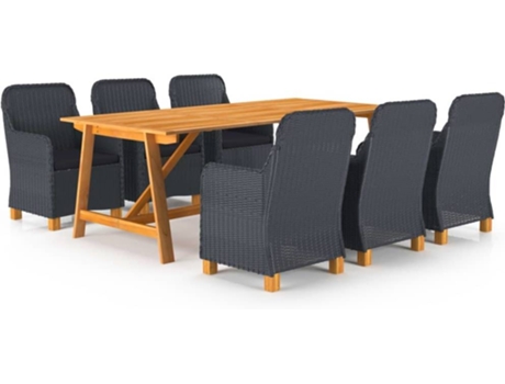 Conjunto 7 de comedor de jardín VIDAXL gris oscuro