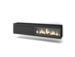 Mueble TV, Televisión, 210, Para TV hasta 80, Chimenea eléctrica XXL, Colgado, Suspendido, Negro SKRAUT HOME