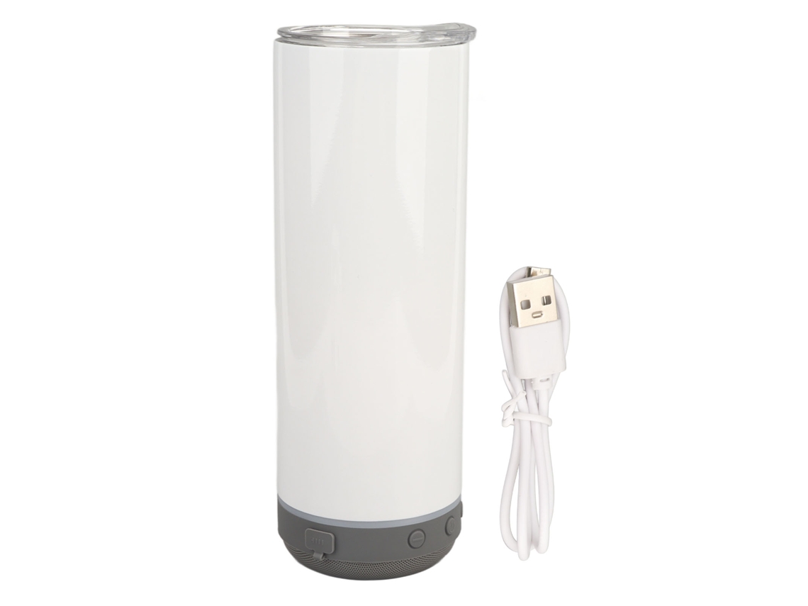 Sumérjase en la música con un altavoz inalámbrico extraíble, un vaso de acero inoxidable de 20 oz con aislamiento al vacío de doble pared y tapa resistente a fugas.