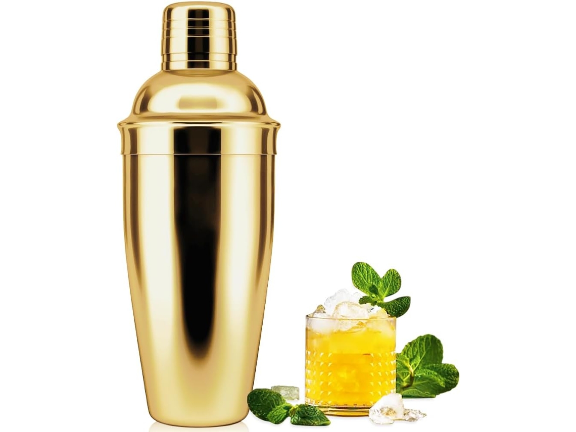 Coctelera De 750 Ml Mezcladora De Bebidas Para Principiantes Herramientas De Coctelería De Acero Inoxidable Dorada Gertiz